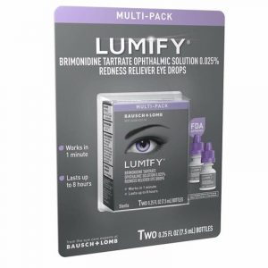 tilted pack of lumify eye drops 7.5ml twin pack (2 bottles) at jth imports. free delivery